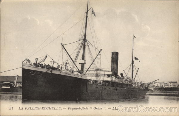 The Mail Steamer Orissa in La Pallice-Rochelle Harbor La Rochelle France