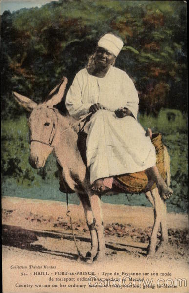A Country Woman Goes to Market on a Donkey Port-au-Prince Haiti