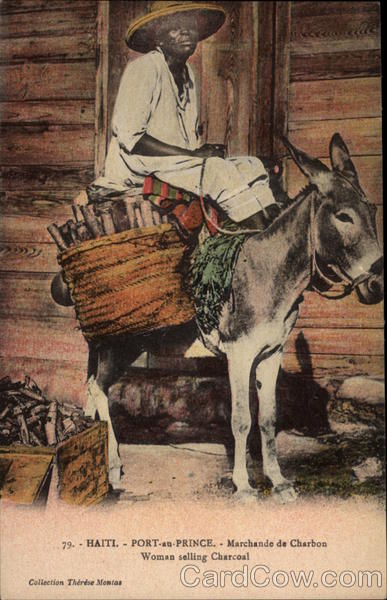 Woman Selling Charcoal Port-au-Prince Haiti Caribbean Islands
