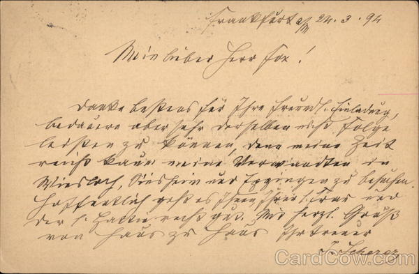 Example of a Post Card with no image Germany