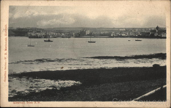 Town from N.W. showing Harbour - Orkney Islands Kirkwall Scotland