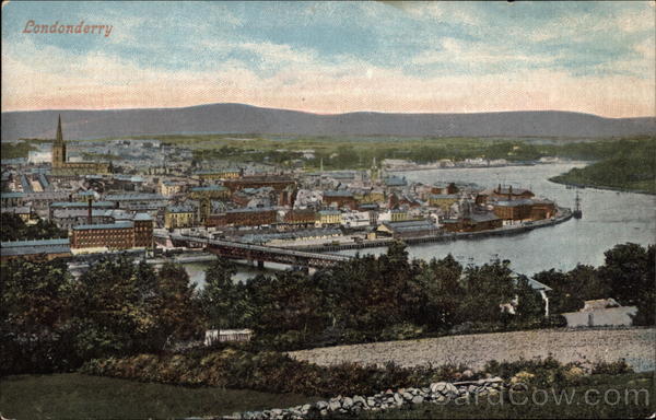 View over Town and River Londonderry Northern Ireland