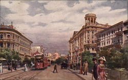 Street Scene with Tram Warsaw, Poland Eastern Europe Postcard Postcard