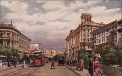 Street Scene with Tram Postcard