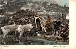 Group of Lapps and Reindeer Postcard