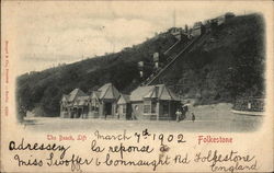 The Beach and LIft Folkestone, England Kent Postcard Postcard