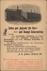 Johns pat. Aufsatz fur Darr-und Dampf-Schornsteine Postcard