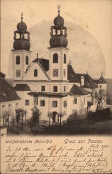 Greetings from Passau, with View of Mariahilf Pilgrimage Church Postcard