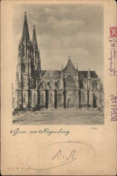 Greetings from Regensburg, with View of the Cathedral Postcard