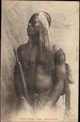 Pahouin Tribesman in French Congo Postcard