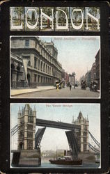 Royal Academy - Piccadilly and Tower Bridge London, England Postcard Postcard