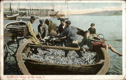 A Good Haul at St. Ives, with Fishermen United Kingdom Postcard Postcard