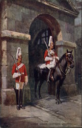 Horse Guard Sentries in Whitehall, London Postcard