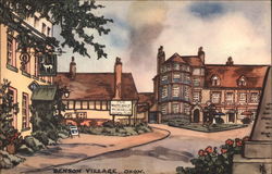 Sketch of Village Square Benson, OXFORDSHIRE England Postcard Postcard