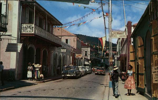 Street Scene at Charlotte Amalie St. Thomas Virgin Islands