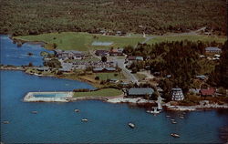 Aerial View of Sebasco Lodge and Cottages on Casco Bay Postcard