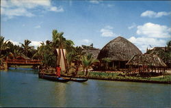 Samoan Canoe Under Sail on Lagoon Postcard