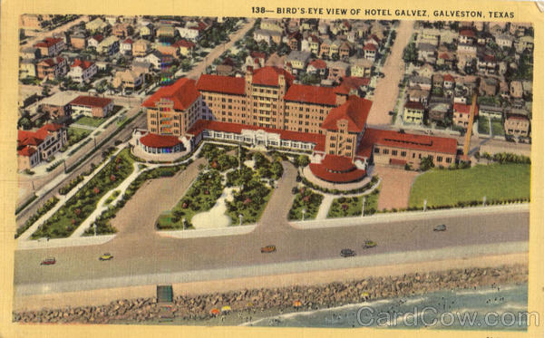 Bird's Eye View of Hotel Galvez Galveston Texas