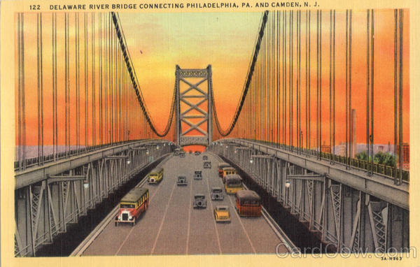 Delaware River Bridge Connecting Phildelphia, PA and Camden NJ New Jersey