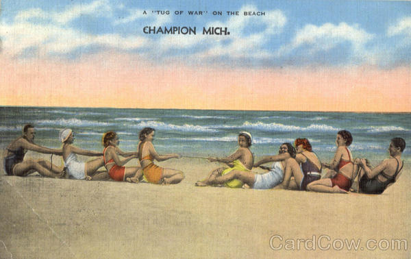 A Tug Of War On The Beach Champion Michigan