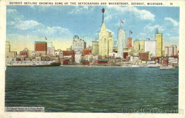 Detroit Skyline Showing Some Of The Skyscrapers And Waterfront Michigan