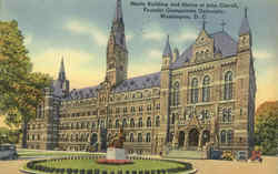Georgetown Healy Building & Statue of John Carroll Postcard