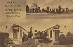 Mar Vista Motor Court, 4944 Cass Street Pacific Beach Postcard
