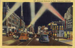 Hollywood Boulevard At Night California Postcard Postcard