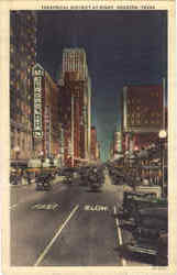 Theatrical District At Night Houston, TX Postcard Postcard