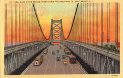 Delaware River Bridge Connecting Phildelphia, PA and Camden NJ Postcard