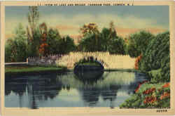 View of Lake and Bridge Farnham Park Postcard