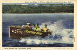 Speed Boat Riding on Cayuga Lake at Tauhannock Falls State Park Postcard