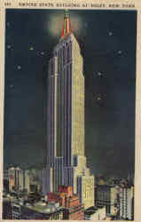 Empire State Building At Night New York City, NY Postcard Postcard