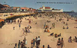 Bathing Beach And Ocean Pier Postcard