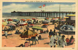 Beach Scene At Fishing Pier Postcard