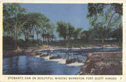 Stewarts Dam On Beautiful Winding Marmaton Fort Scott, KS Postcard Postcard