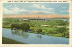 Scene on Cimarron River and Panhandle Liberal, KS Postcard Postcard