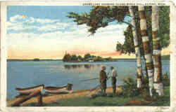 Grand Lake Showing Island Birch Hill Alpena, MI Postcard Postcard