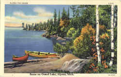 Scene On Grand Lake Alpena, MI Postcard Postcard