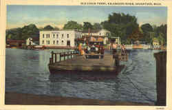 Old Chain Ferry, Kalamazoo River Postcard