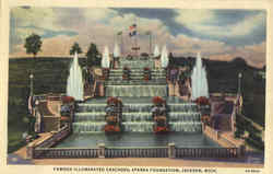 Famous Illuminated Cascades, Spark's Foundation Park Jackson, MI Postcard Postcard