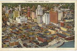 Aerial View Detroit, MI Postcard Postcard