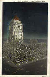 Fisher Building At Night Postcard