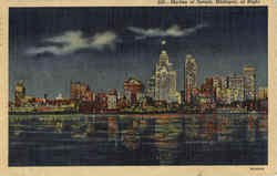 Skyline Of Detroit Michigan Postcard Postcard