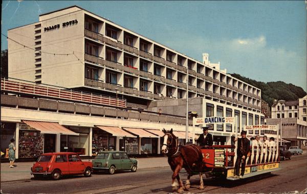 Toast Rack Horse Tram, showing the Palace Hotel and Casino Douglas ISLE OF MAN England