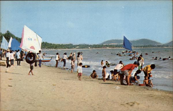 Beach Scene Bangsean Sea-Beach Thailand Southeast Asia