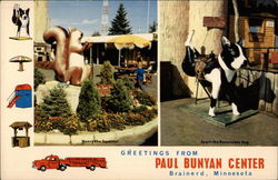 Henry the Squirrel & Sport the Reversible Dog, Paul Bunyan Center Brainerd, MN Postcard Postcard