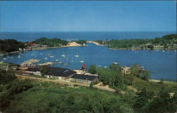 Aerial View of Town and Harbor, and Lake Michigan Postcard