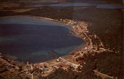 Air View of Harbor and Business District, Port St. James Beaver Island, MI Postcard Postcard