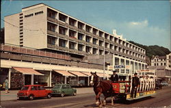 Toast Rack Horse Tram, showing the Palace Hotel and Casino Postcard